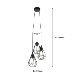 Eglo Tarbes 3 Light Cluster Pendant Light - Black -None || EGLO || Energizer Sales 12836712 1784833169455192