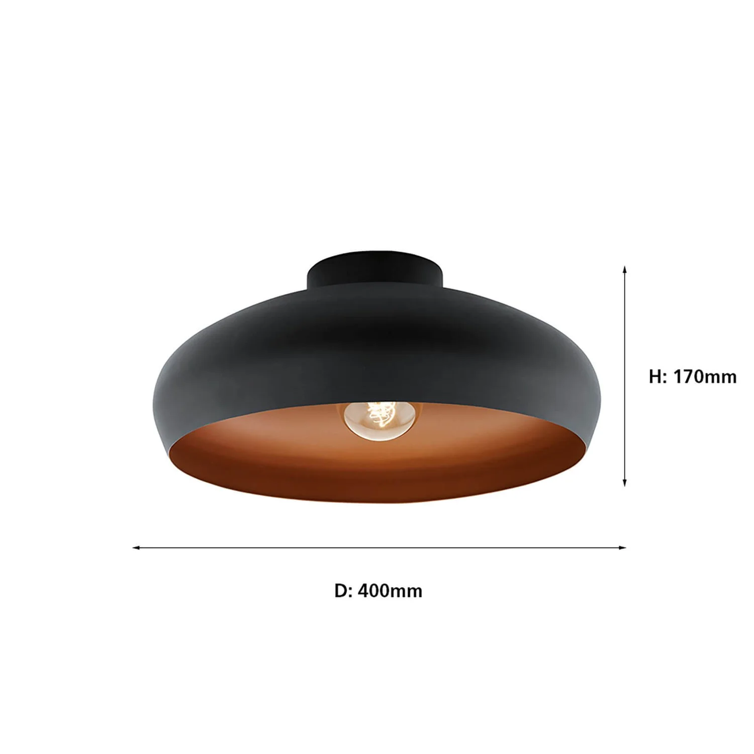 Eglo Mogano Flush Light - Black & Copper 3 Eglo Mogano Flush Light - Black & Copper - Image 3