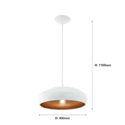 Eglo Mogano 1 Pendant Light - White & Copper -None || EGLO || Energizer Sales 12836801 1934833170412924