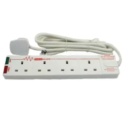 Masterplug 4 Socket Surge Extension Lead 2m White