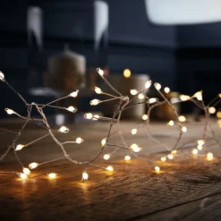 240 Large LED Silver Copper Wire Garland Christmas Lights - Warm White
