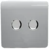 Trendi Switch Double 120 Watt LED Dimmer In Silver