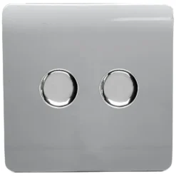 Trendi Switch Double 120 Watt LED Dimmer In Silver