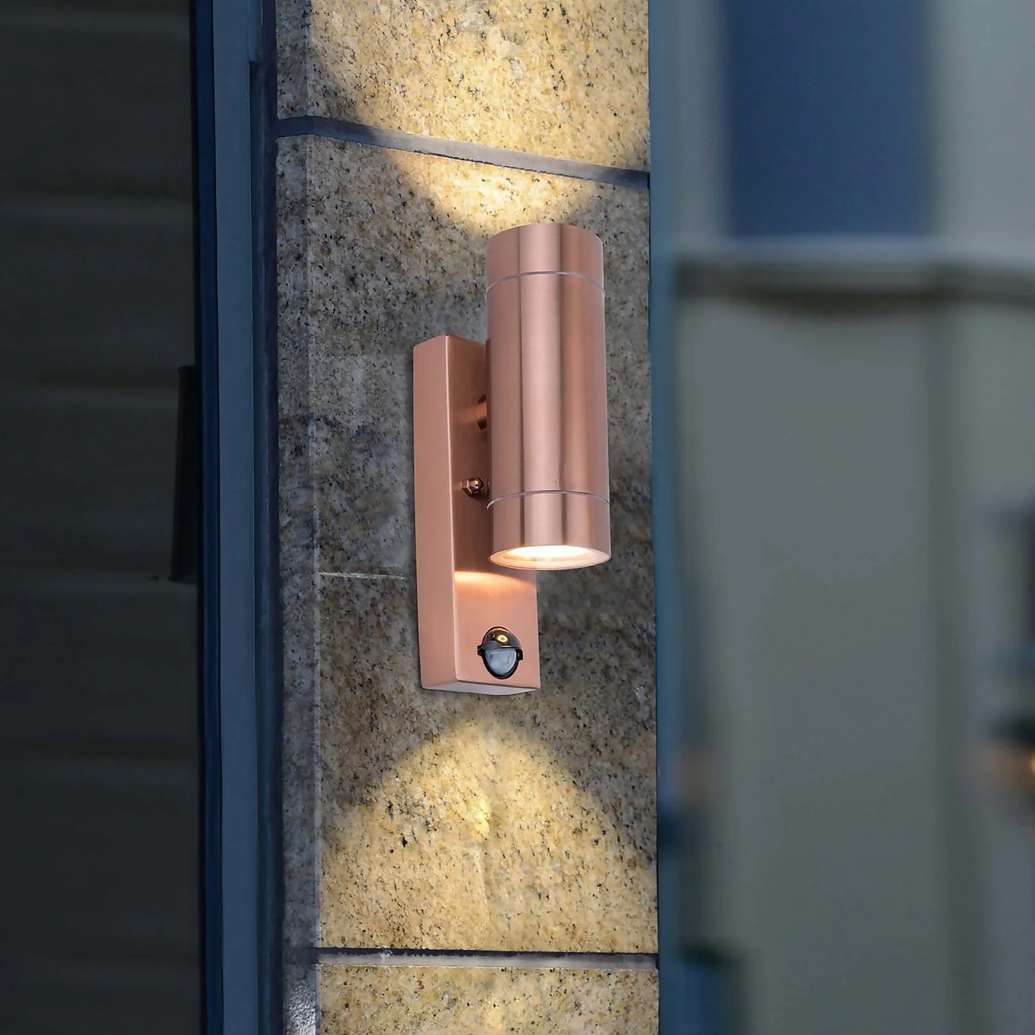 Lutec Rado Up & Down Outdoor Wall Light With PIR Motion Sensor - Copper 1 Lutec Rado Up & Down Outdoor Wall Light With PIR Motion Sensor - Copper