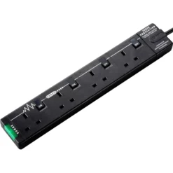 None Masterplug 4 Socket Switched Surge Extension Lead 2m Black