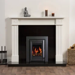 None Regent 5kw Electric Fire Suite With Cassette Design - White & Black Granite