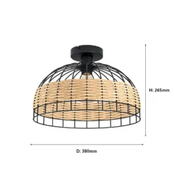 Eglo Anwick Black And Rattan Ceiling Light -None || EGLO || Energizer Sales 12879119 2024843858769193