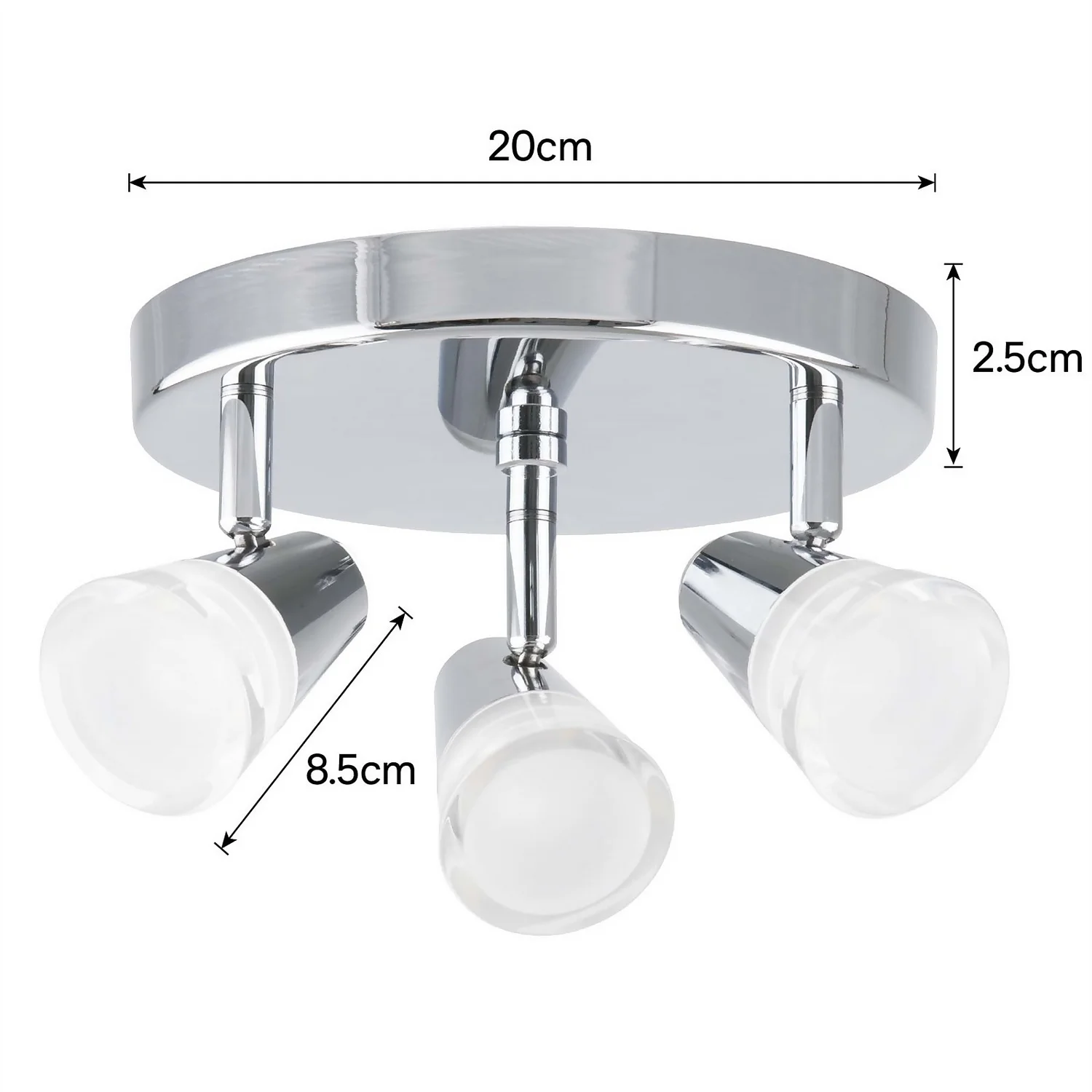 Rhea 3 Lamp Spotlight Plate - Polished Chrome 5 Rhea 3 Lamp Spotlight Plate - Polished Chrome - Image 5