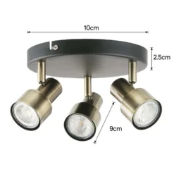 Noah 3 Lamp Spotlight Plate - Black & Antique Brass -None || EGLO || Energizer Sales 12882222 5454843519127148