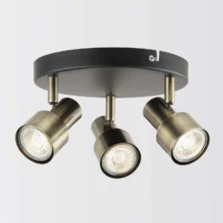 Noah 3 Lamp Spotlight Plate - Black & Antique Brass -None || EGLO || Energizer Sales 12882222 9364843519083666