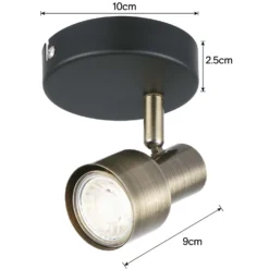 Noah Single Lamp Spotlight - Black & Antique Brass -None || EGLO || Energizer Sales 12882223 1074843519046109