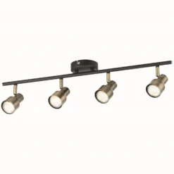 Noah 4 Lamp Spotlight Plate - Black & Antique Brass