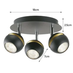Austin 3 Lamp Spotlight Plate - Black & Gold -None || EGLO || Energizer Sales 12882230 1284843520225160