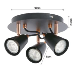 Emma 3 Lamp Spotlight Plate - Black & Copper -None || EGLO || Energizer Sales 12882237 1804843519405641