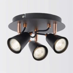 Emma 3 Lamp Spotlight Plate - Black & Copper -None || EGLO || Energizer Sales 12882237 3454843519363494