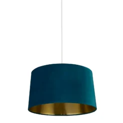 House Beautiful Samet Velvet Drum Shade - Teal - 45cm -None || EGLO || Energizer Sales 12882896 2034861119861330