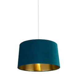 House Beautiful Samet Velvet Drum Shade - Teal - 45cm -None || EGLO || Energizer Sales 12882896 6234861119834831