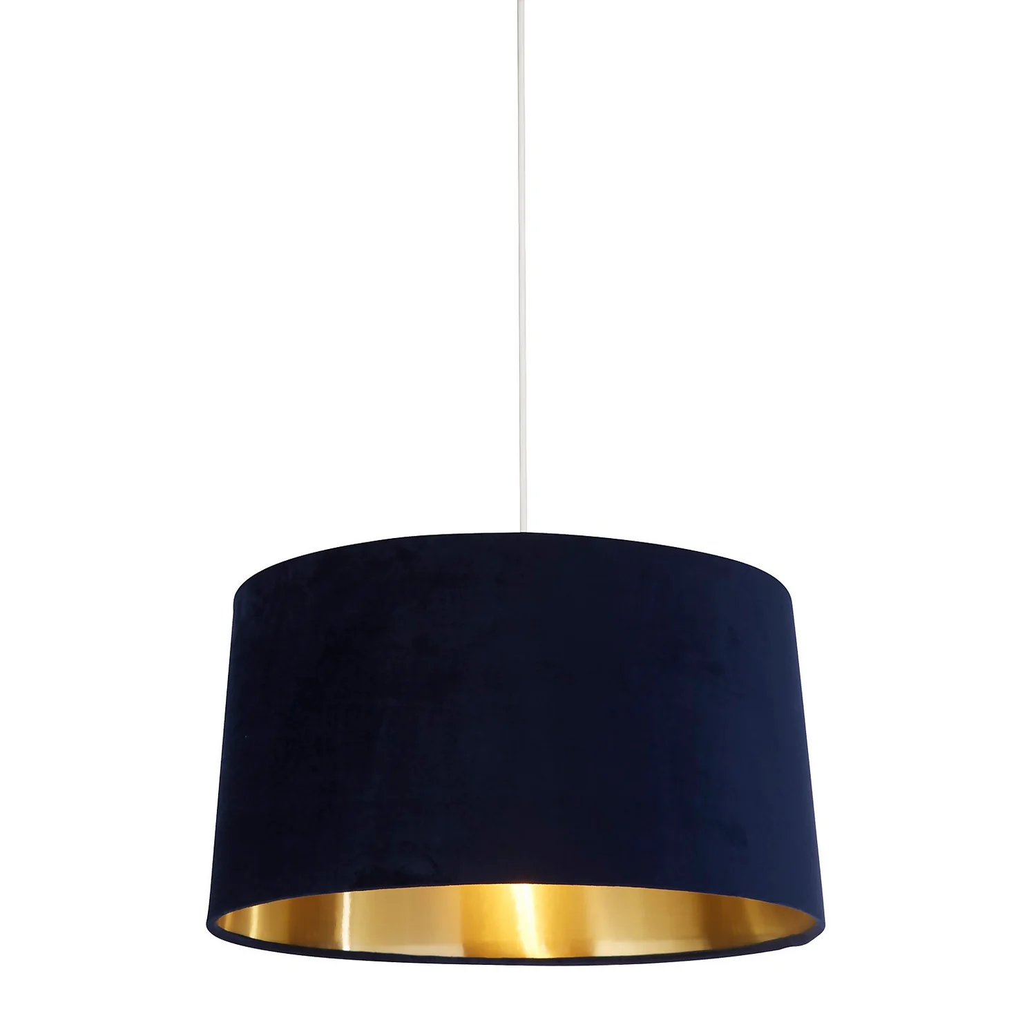 House Beautiful Samet Velvet Drum Shade - Navy - 45cm 1 House Beautiful Samet Velvet Drum Shade - Navy - 45cm