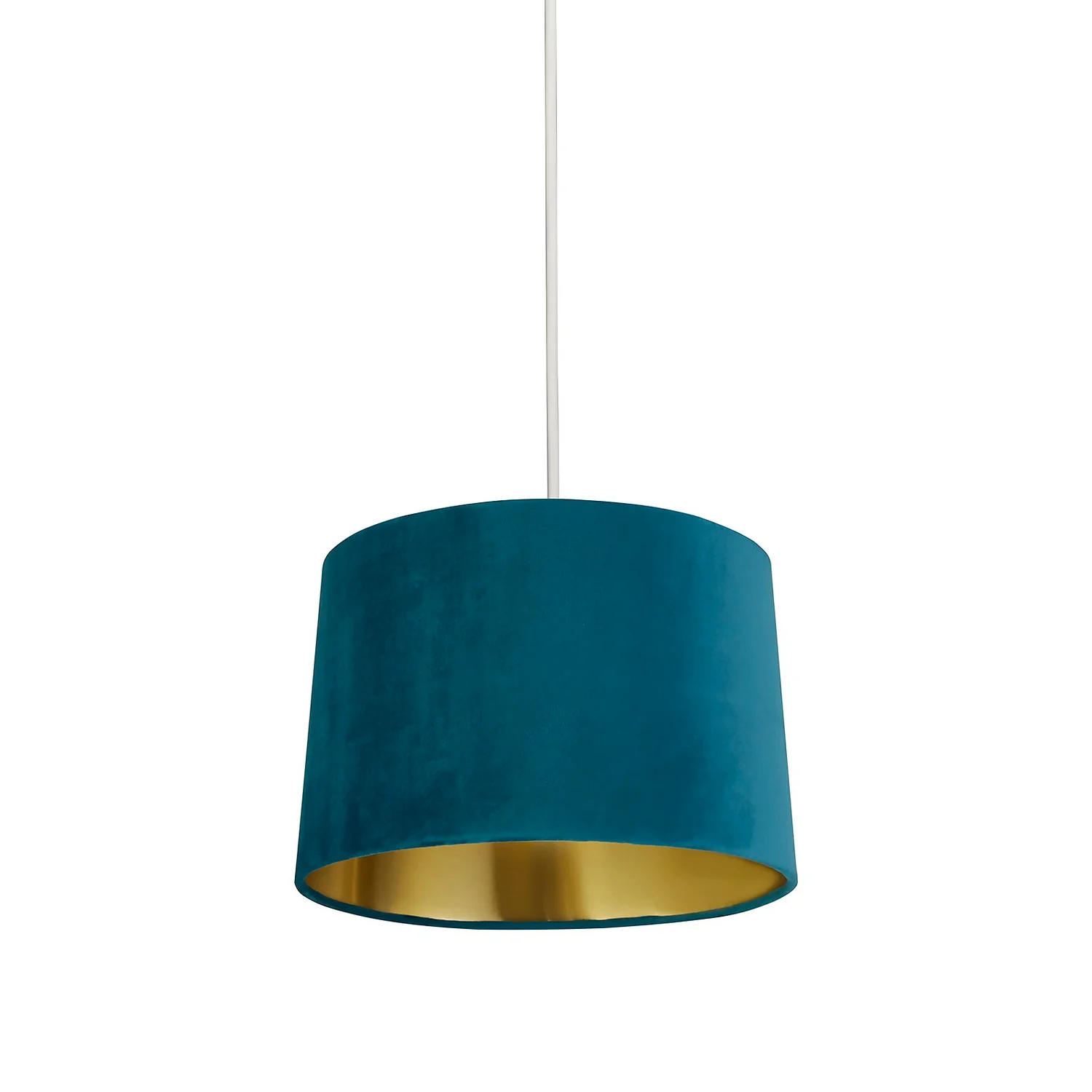 House Beautiful Samet Velvet Drum Shade - Teal - 30cm 4 House Beautiful Samet Velvet Drum Shade - Teal - 30cm - Image 4