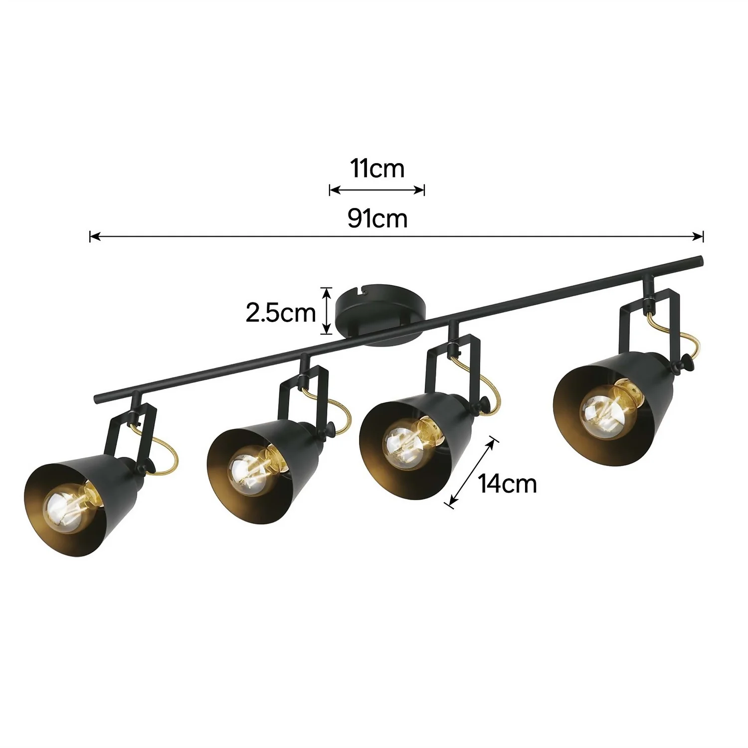 Abigail 4 Lamp Spotlight Bar - Black 5 Abigail 4 Lamp Spotlight Bar - Black - Image 5