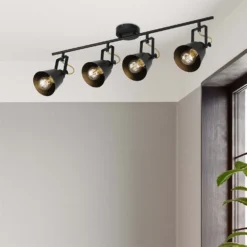 Abigail 4 Lamp Spotlight Bar - Black 7 Abigail 4 Lamp Spotlight Bar - Black -None || EGLO || Energizer Sales 12909853 6114845849453750