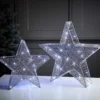Silver Mesh Star Christmas Lights - Set Of 2
