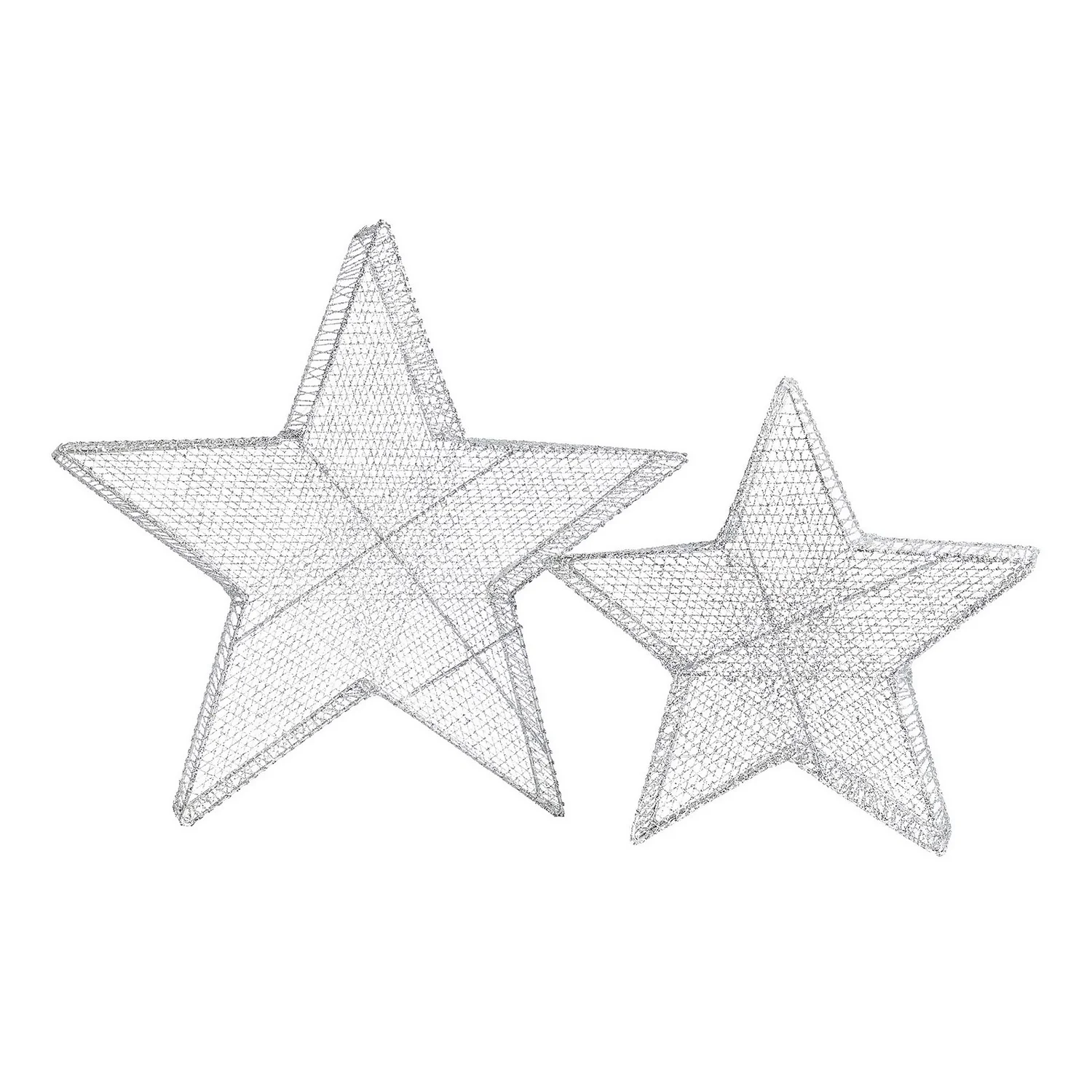 Silver Mesh Star Christmas Lights - Set Of 2 3 Silver Mesh Star Christmas Lights - Set Of 2 - Image 3
