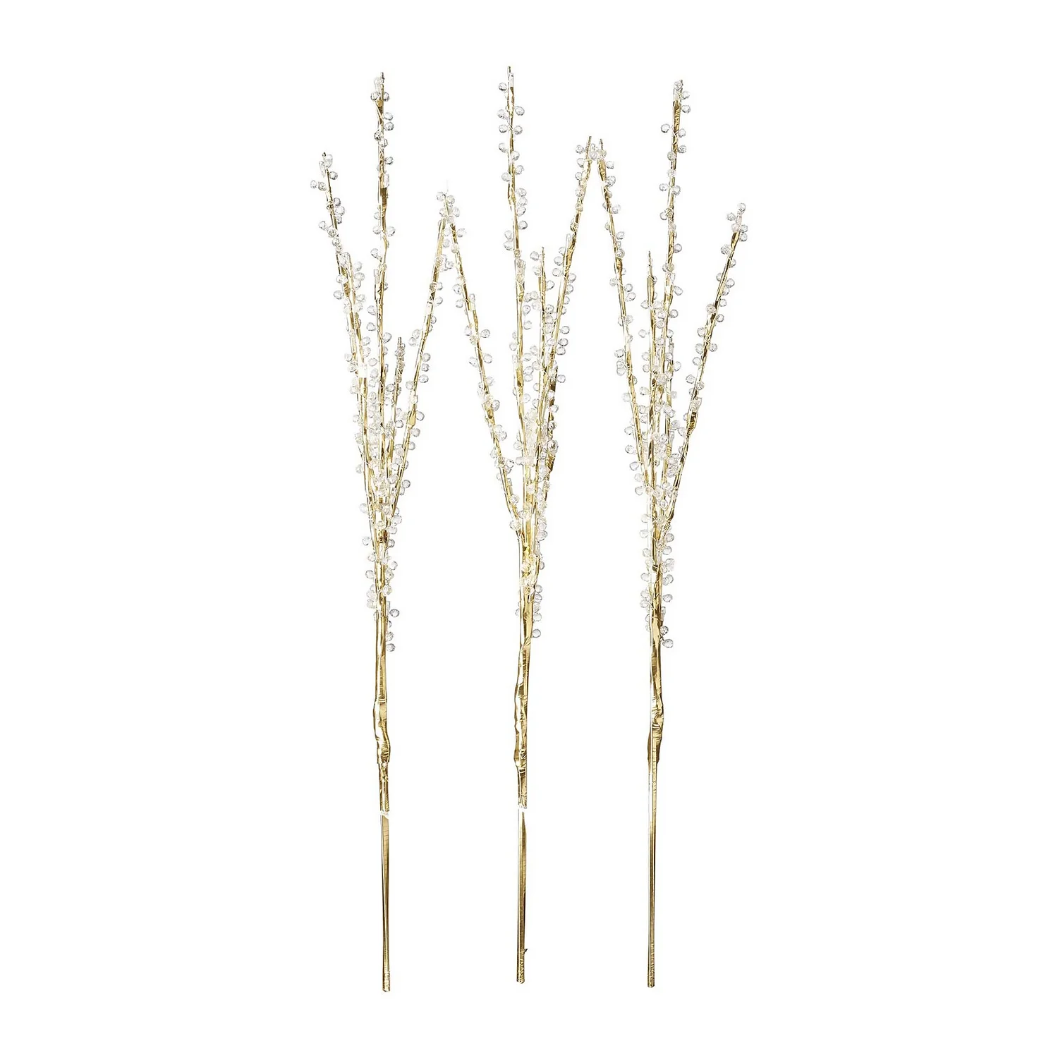 Gold Crystal Branch Christmas Lights - Set Of 3 (Battery Operated) 1 Gold Crystal Branch Christmas Lights - Set Of 3 (Battery Operated)