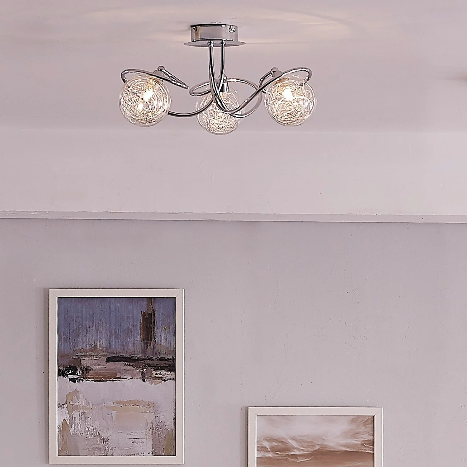 Lola 3 Light Semi Flush Ceiling Light Fitting 2 Lola 3 Light Semi Flush Ceiling Light Fitting - Image 2