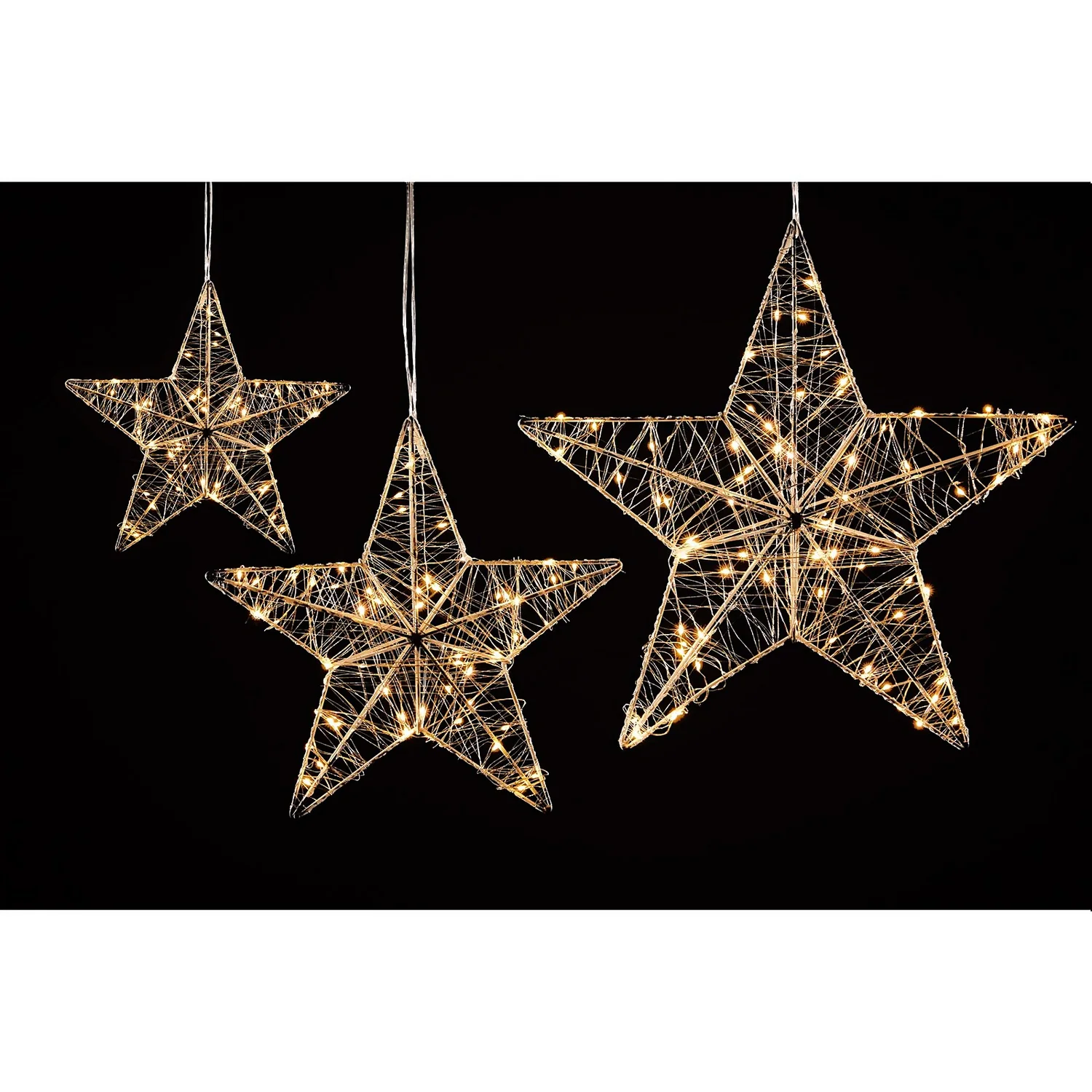 Twinkling Star Wire Christmas Lights - Set Of 3 2 Twinkling Star Wire Christmas Lights - Set Of 3 - Image 2