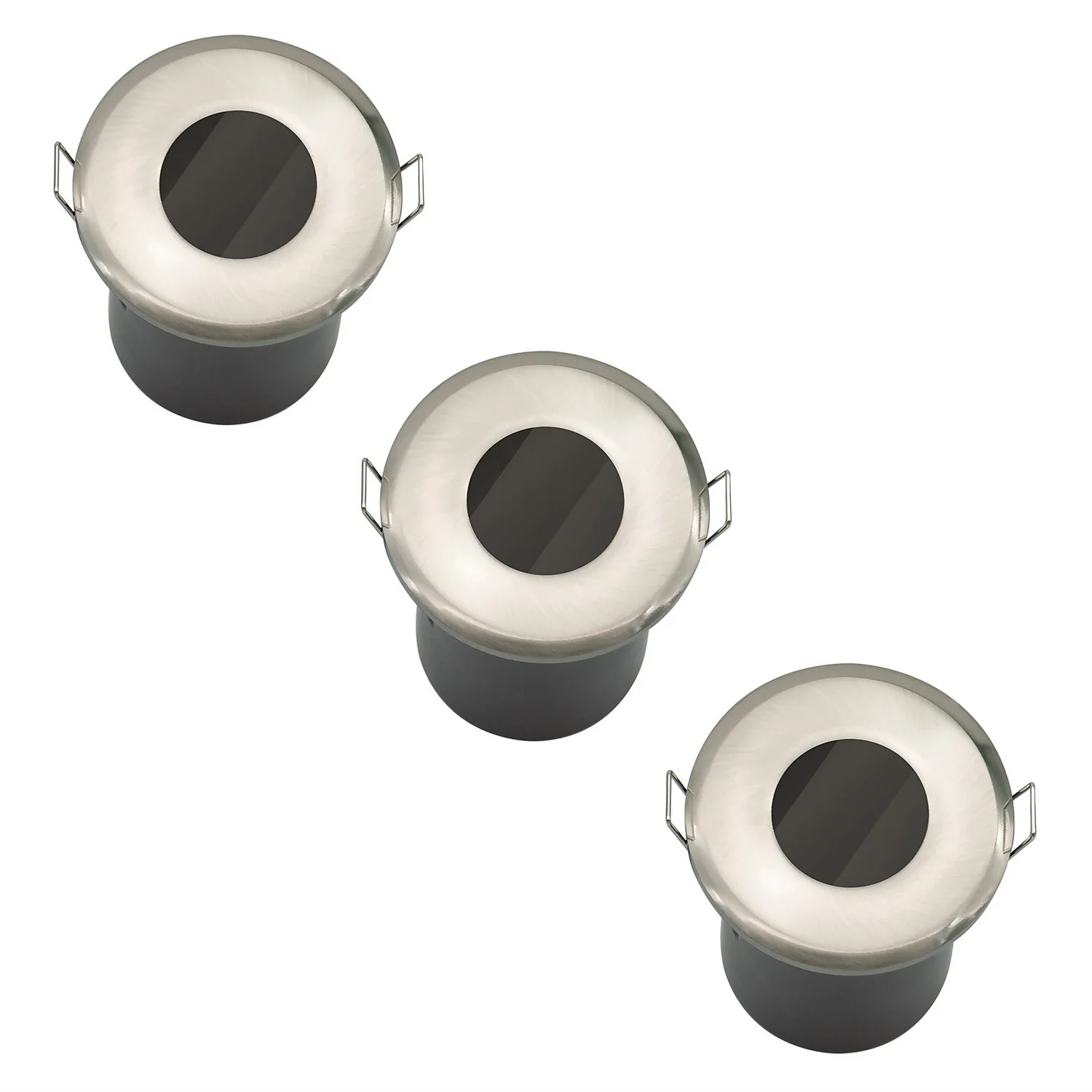 Fixed Fire Rated IP65 Pack 3 Downlights - Brushed Nickel 1 Fixed Fire Rated IP65 Pack 3 Downlights - Brushed Nickel
