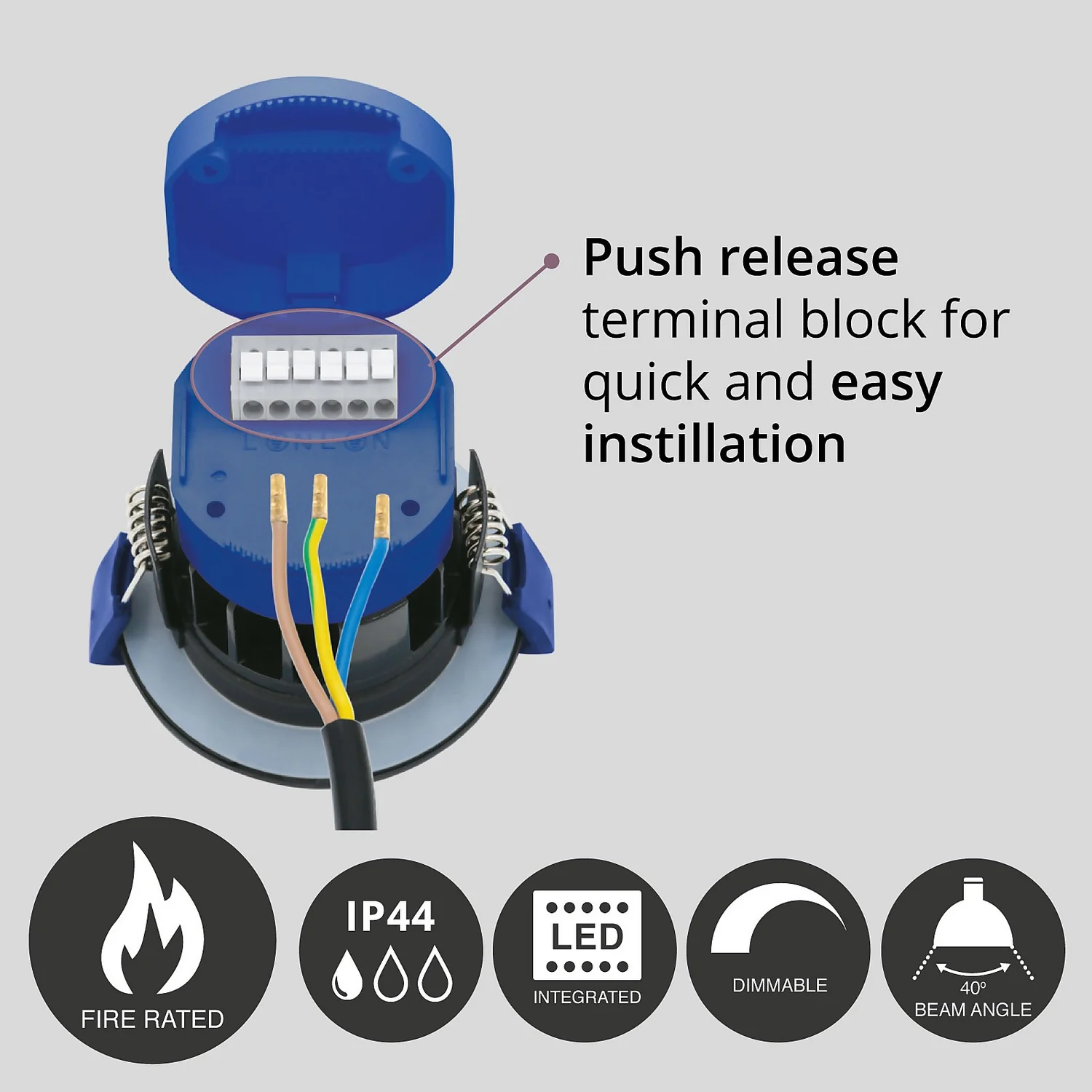 Fixed Fire Rated IP65 LED 5 Pack Downlights - White 4 Fixed Fire Rated IP65 LED 5 Pack Downlights - White - Image 4