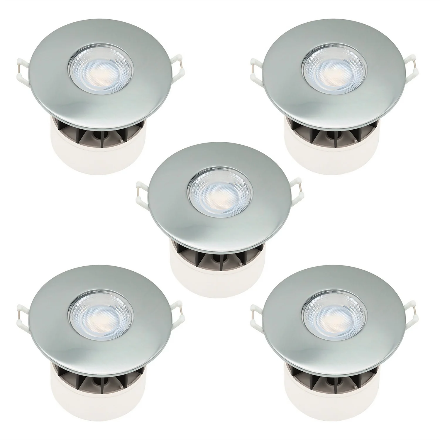 Fixed Fire Rated IP65 LED 5 Pack Downlight - Brushed Nickel 1 Fixed Fire Rated IP65 LED 5 Pack Downlight - Brushed Nickel