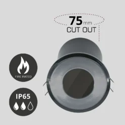 Fixed Fire Rated IP65 Pack 3 Downlights - Black -None || EGLO || Energizer Sales 13031830 1604860685114308