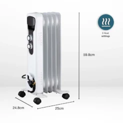 Stylec Oil Filled Radiator With 5 Fin Design In White - 1000W 7 Stylec Oil Filled Radiator With 5 Fin Design In White - 1000W -None || EGLO || Energizer Sales 13104424 1754902367984449