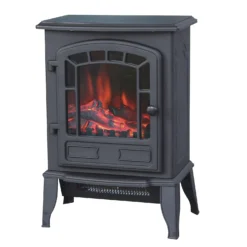 Stylec Freestanding Electric Stove With Realistic Flame Effect - Black