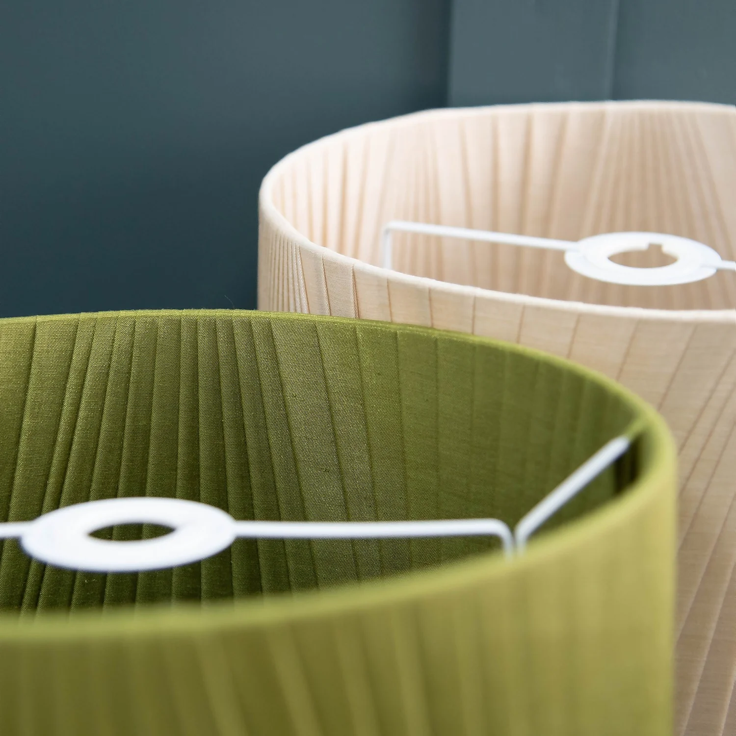 Raye Olive Drum Pleated Silk Shade - 30cm 7 Raye Olive Drum Pleated Silk Shade - 30cm - Image 7