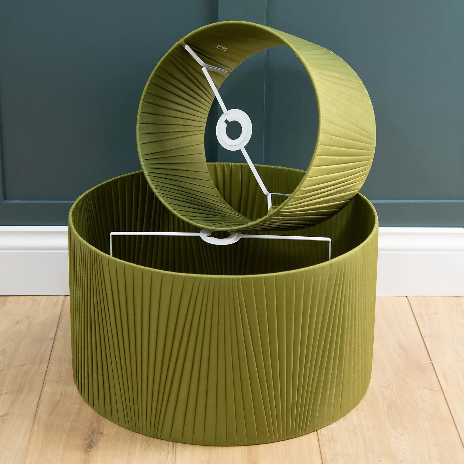 Raye Olive Drum Pleated Silk Shade - 30cm 6 Raye Olive Drum Pleated Silk Shade - 30cm - Image 6