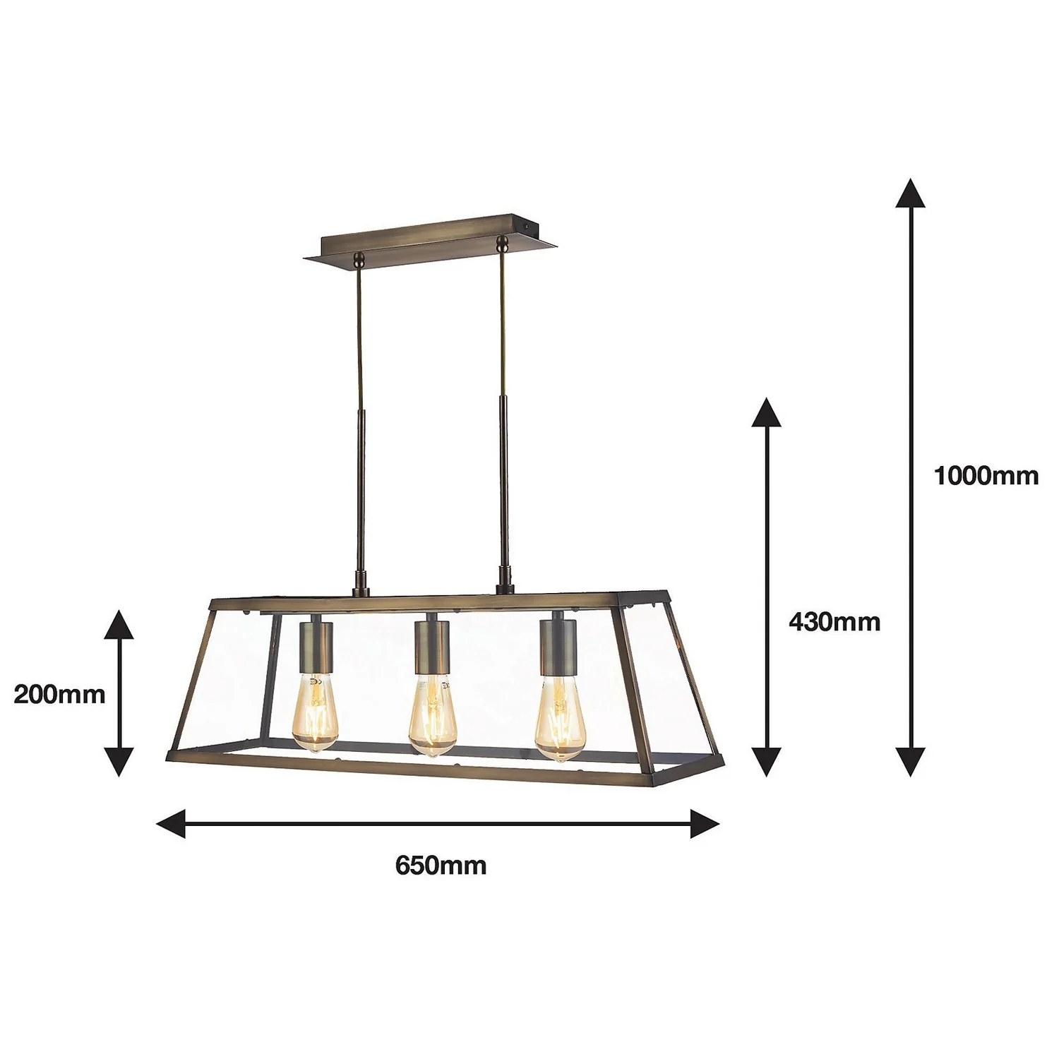 Bellevue 3 Light Industrial Pendant - Brass 4 Bellevue 3 Light Industrial Pendant - Brass - Image 4