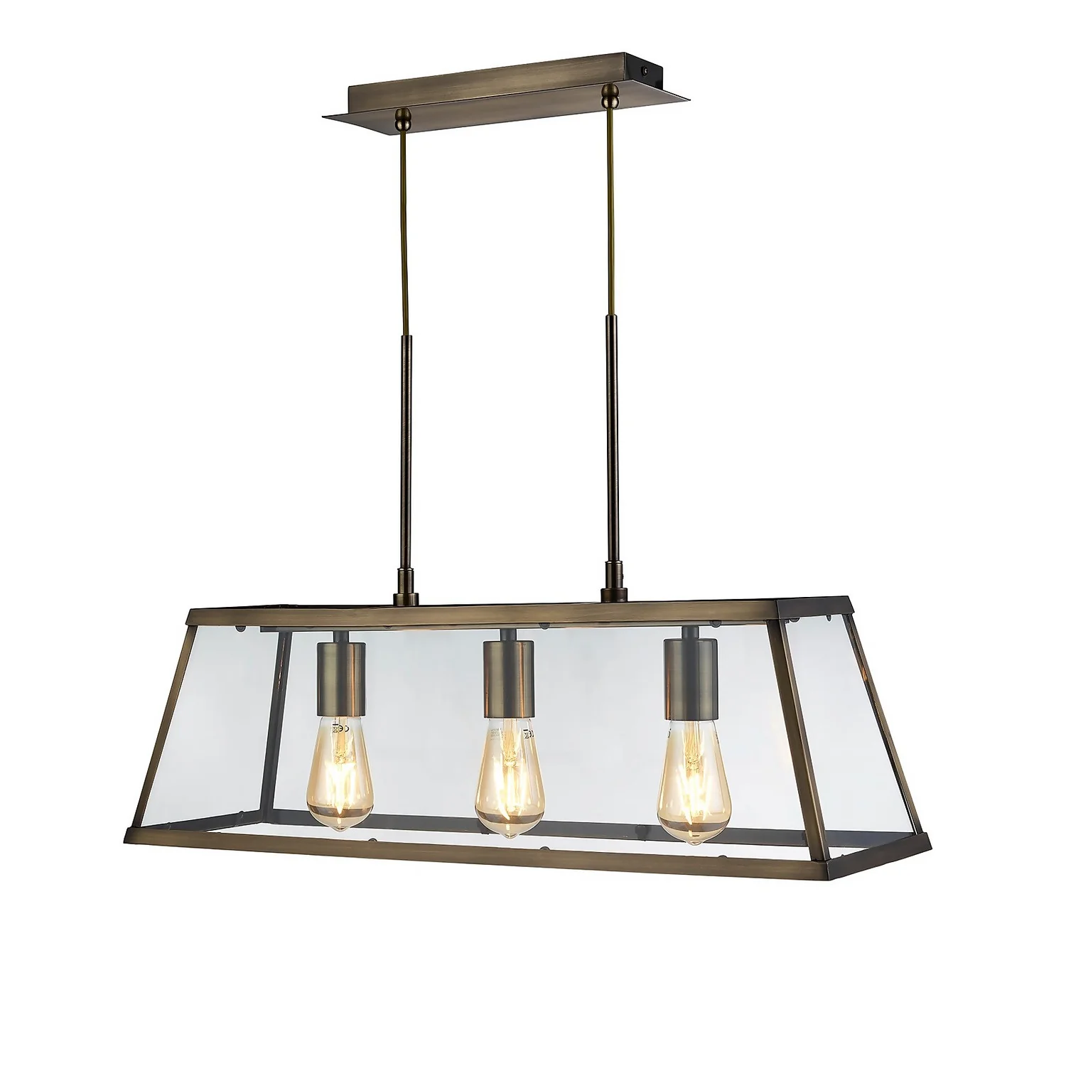 Bellevue 3 Light Industrial Pendant - Brass 2 Bellevue 3 Light Industrial Pendant - Brass - Image 2