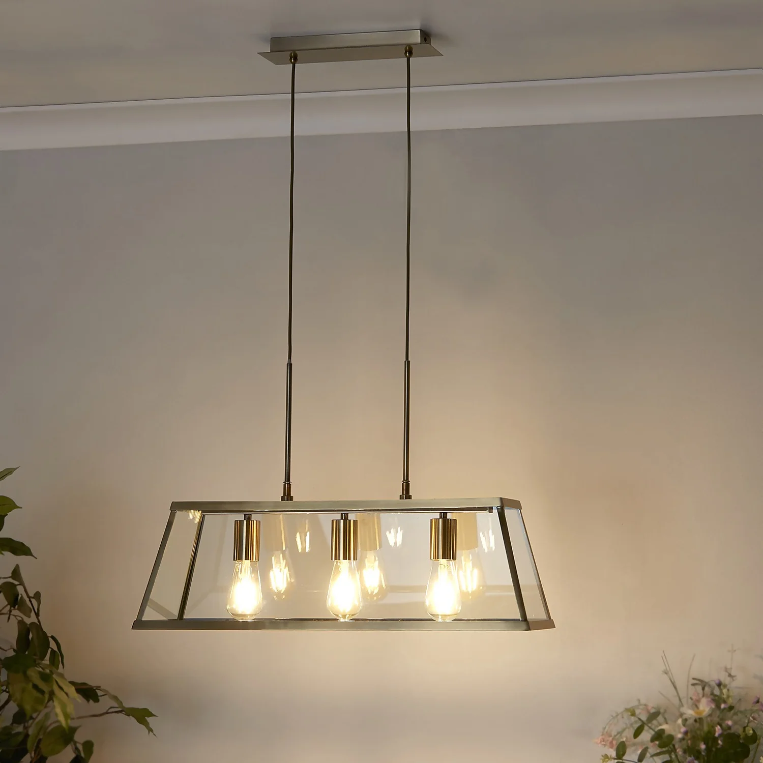 Bellevue 3 Light Industrial Pendant - Brass 1 Bellevue 3 Light Industrial Pendant - Brass