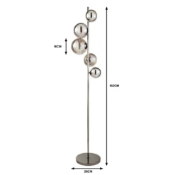 Orb II 5 Light Floor Lamp - Black Chrome Smoke -None || EGLO || Energizer Sales 13208304 3234909895124810