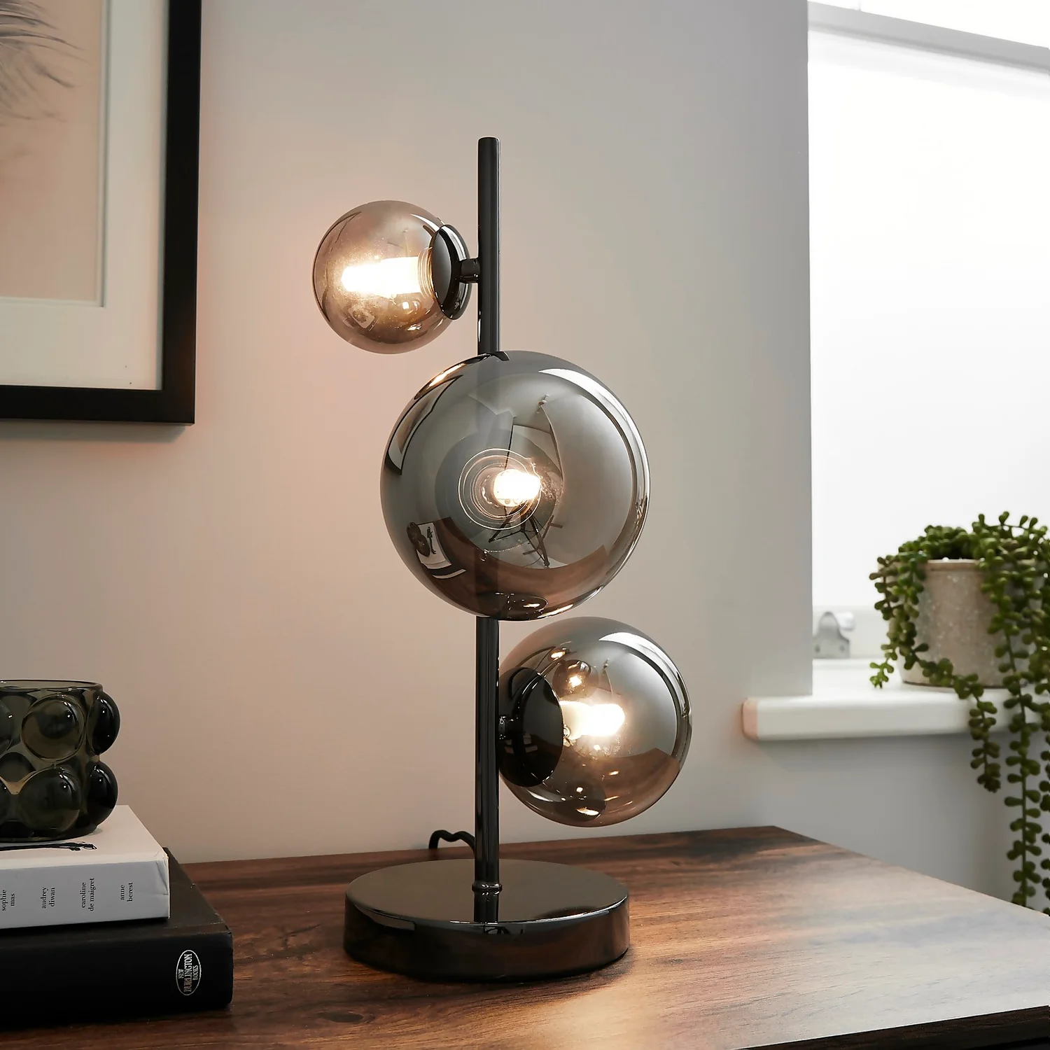 Orb II 3 Light Table Lamp - Black Chrome Smoke 1 Orb II 3 Light Table Lamp - Black Chrome Smoke