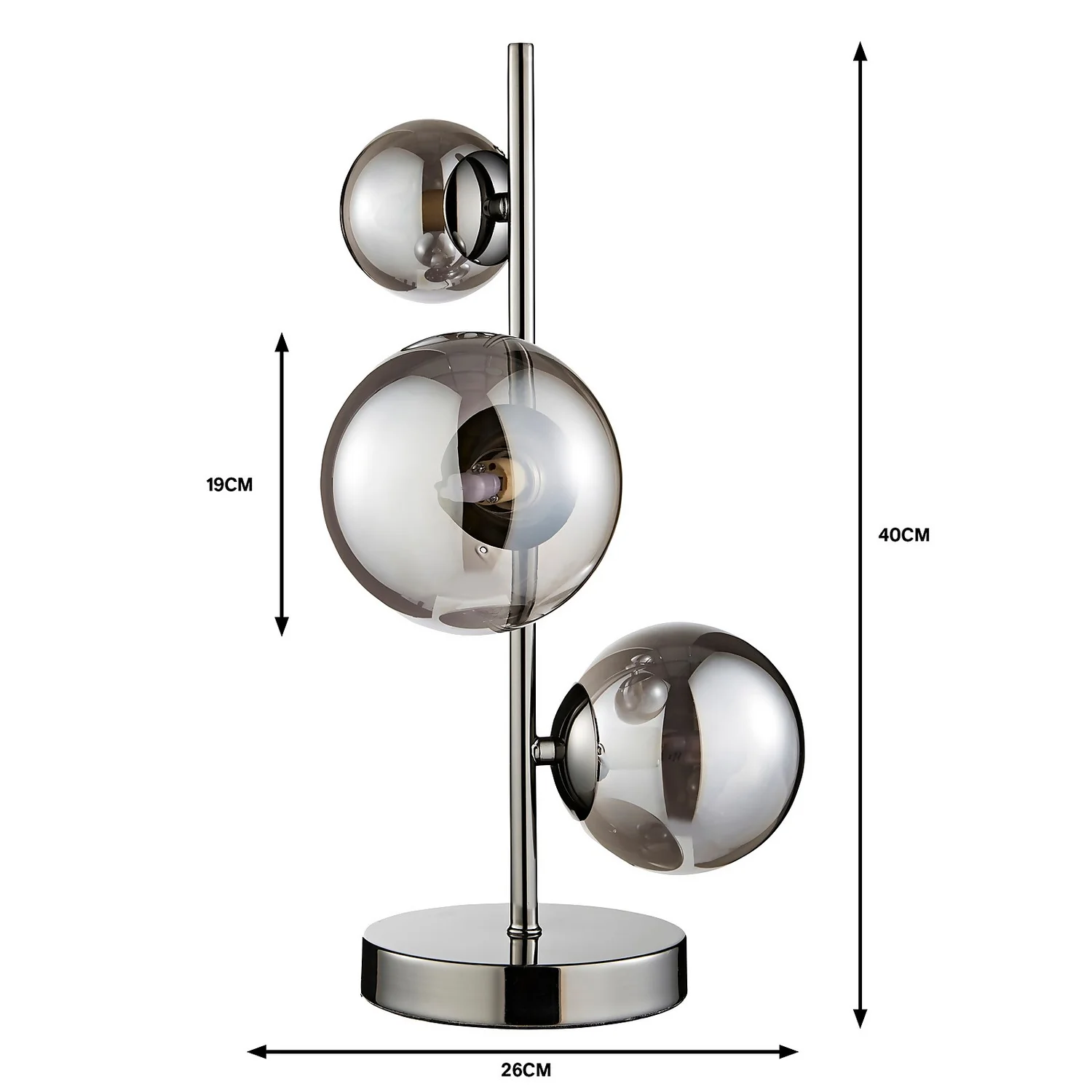 Orb II 3 Light Table Lamp - Black Chrome Smoke 5 Orb II 3 Light Table Lamp - Black Chrome Smoke - Image 5