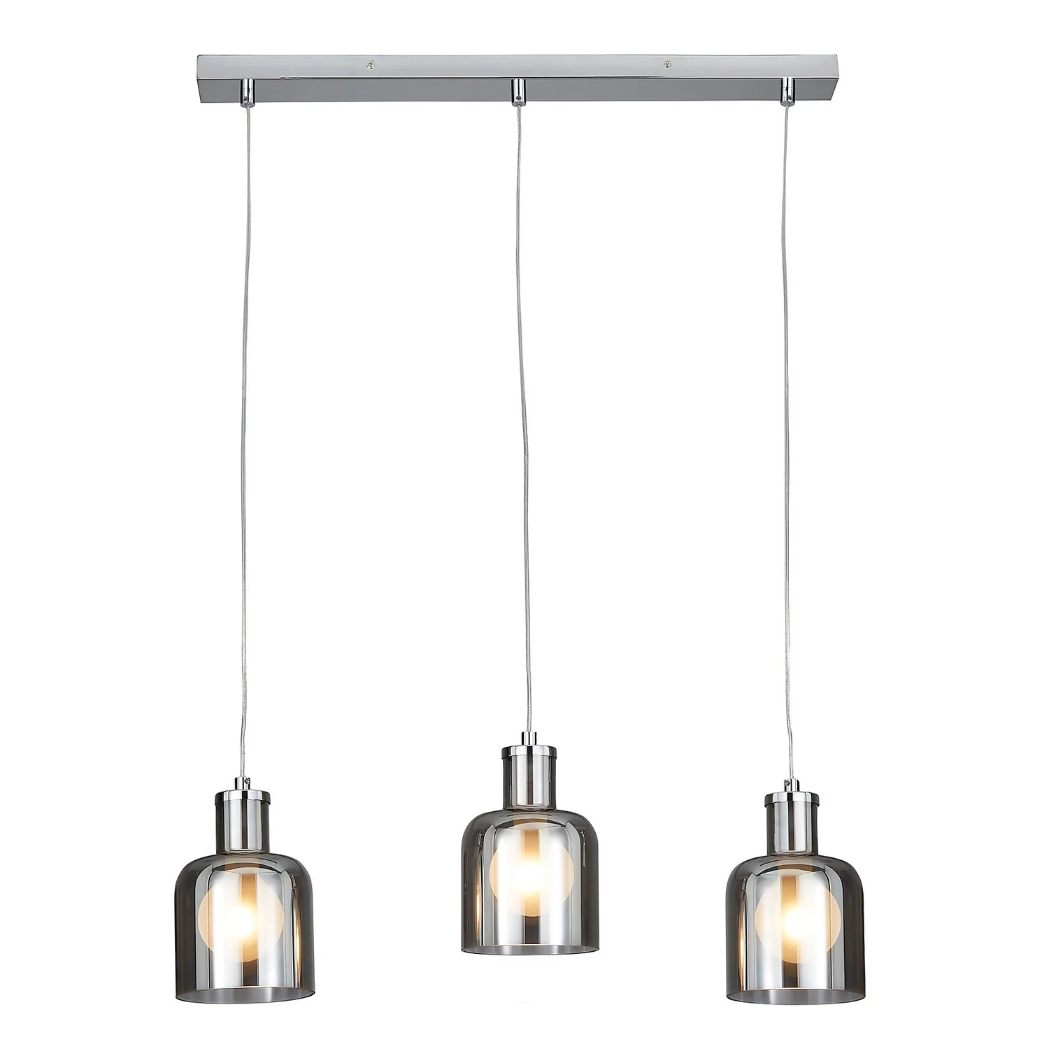 Jinx 3 Light Diner Pendant - Smoked Glass 2 Jinx 3 Light Diner Pendant - Smoked Glass - Image 2