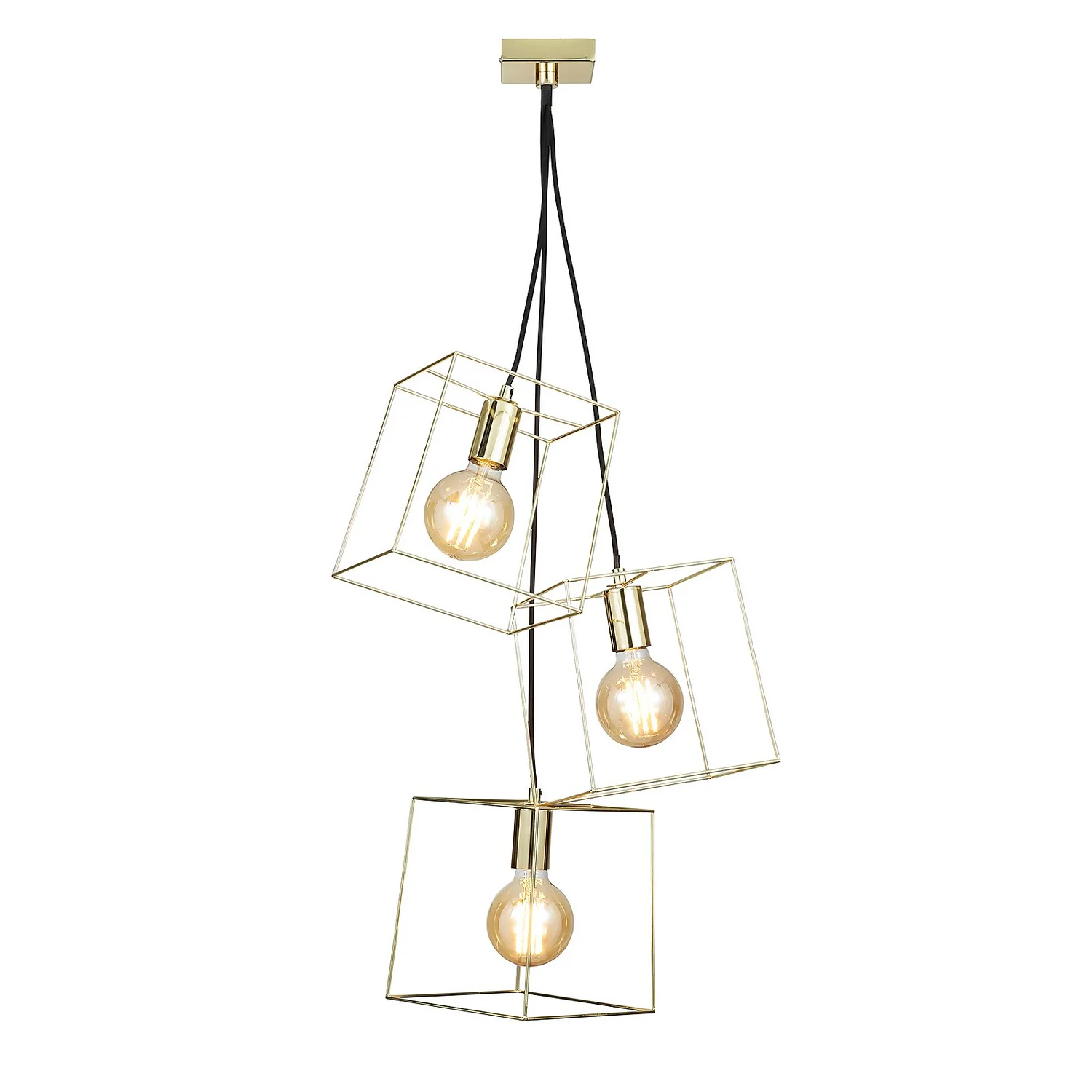 Edge 3 Light Cluster Pendant - Polished Brass 2 Edge 3 Light Cluster Pendant - Polished Brass - Image 2