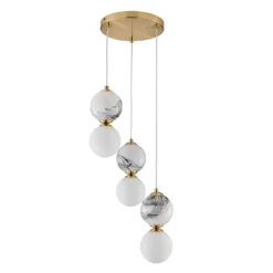 House Beautiful Delta 3 Light Marble Cluster - Brass & Opal -None || EGLO || Energizer Sales 13208321 6314927241755332
