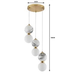 House Beautiful Delta 3 Light Marble Cluster - Brass & Opal -None || EGLO || Energizer Sales 13208321 7294927241796360