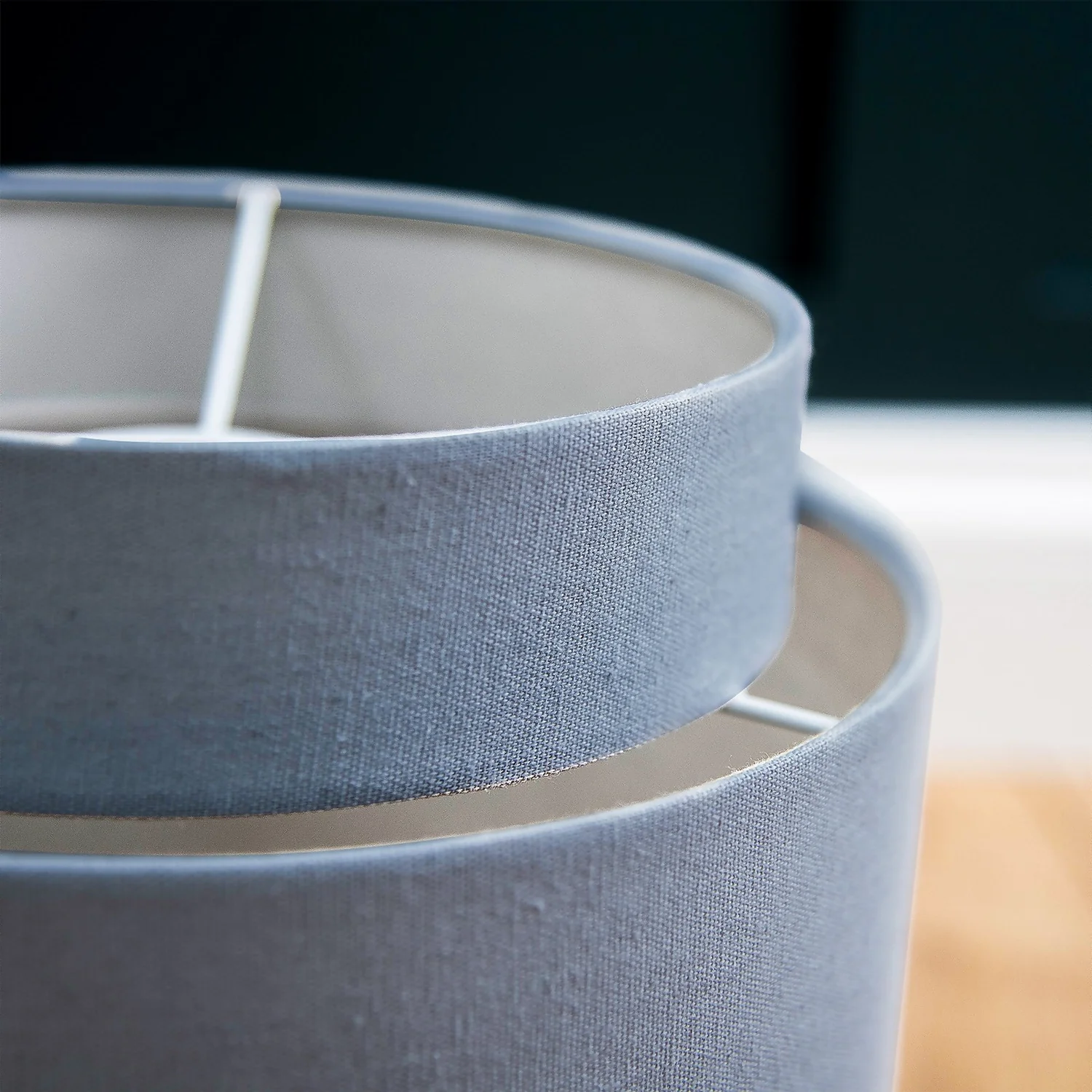 Finn Tier Drum Sky Blue Linen Shade - 25cm 6 Finn Tier Drum Sky Blue Linen Shade - 25cm - Image 6