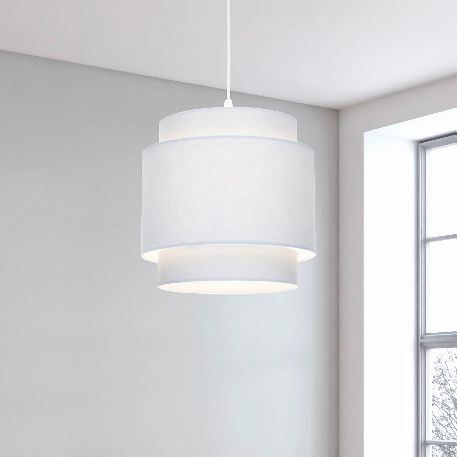 Finn Tier Drum Sky Blue Linen Shade - 25cm 1 Finn Tier Drum Sky Blue Linen Shade - 25cm